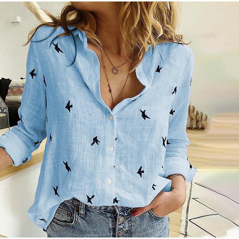 Fashion Women s Print Shirt Women s Long Sleeve Top Cotton Office 2024 Spring Summer Casual Loose Top Large 5XL S