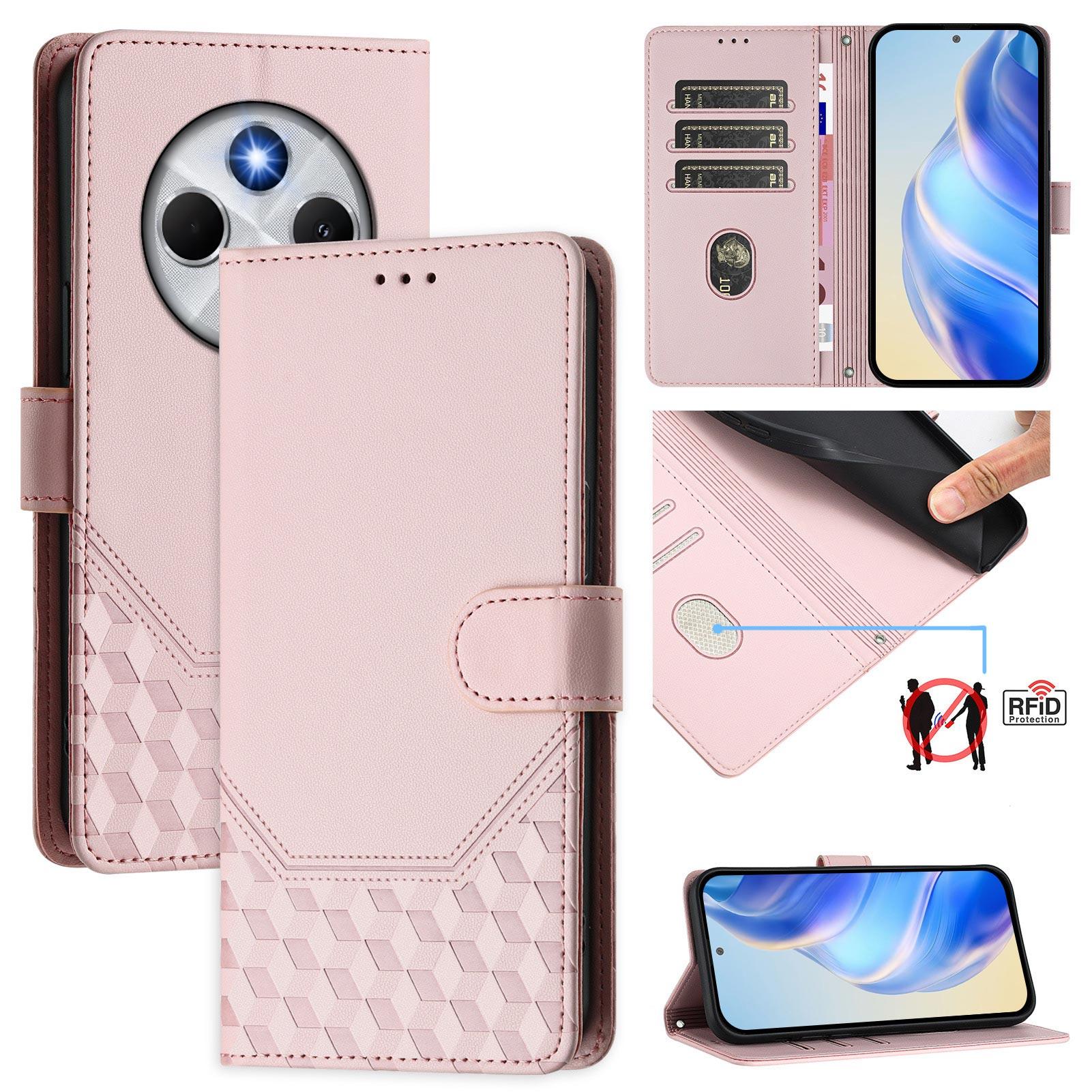 

Чехол для Xiaomi Poco C75 4G/Xiaomi Redmi 14R 5G/Xiaomi Redmi 14C 4G, кожаный чехол для телефона с тиснением в виде сот, блокировкой RFID и ремешком B
