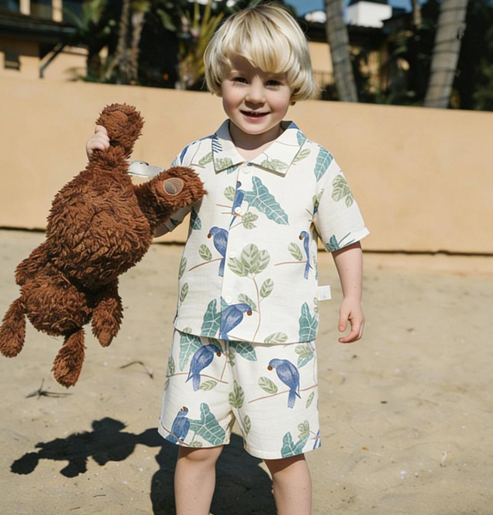 Completi estivi in cotone biologico per bambino T-shirt a maniche corte + Pantaloncini Abbigliamento per bambini e neonati