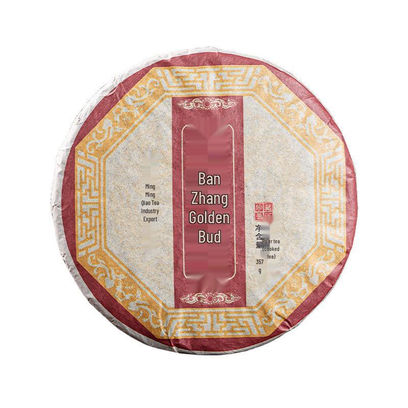 Lao Ban Zhang Ancient Tree Ripe Pu er Tea Cake - Yunnan Lincang Golden Bud 357g