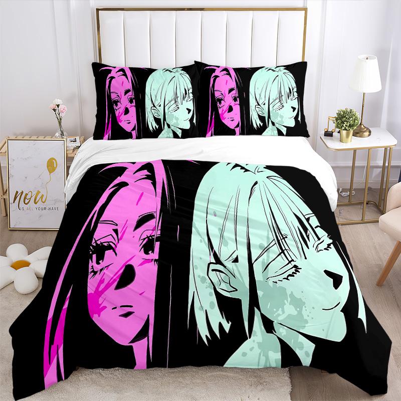 Colorful Contrast Faces Print 3Pcs Bedding Setduvet Cover With 2 Bedropillowcase Home Birthday Gift