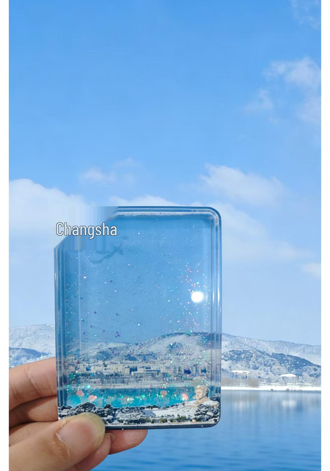 Liquid Glitter Acrylic Refrigerator Magnet - Changsha Scenery Xiaohongshu Style Tourist Souvenir