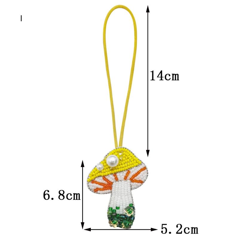 Cute Handmade Mushroom Beaded Bag Charm Colorful Beaded Keychain For Purse Home Decor Hanging Ornaments