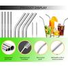 4Pcs Stainless Steel Straws Reusable Metal Drinking Straws 304 Food Grade Straight and Curved Straw Dishwasher Safe Metal Straw for Bottles Tumblers