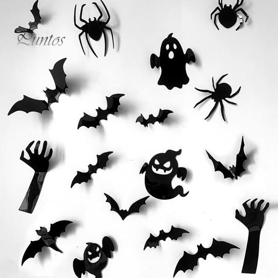 Bathroom And Kitchen Wall Decor Halloween 3D Stickers, Self-adhesive Peel Stick PVC Waterproof Non Residue Stickers Ghost/Bat/Spider Decals