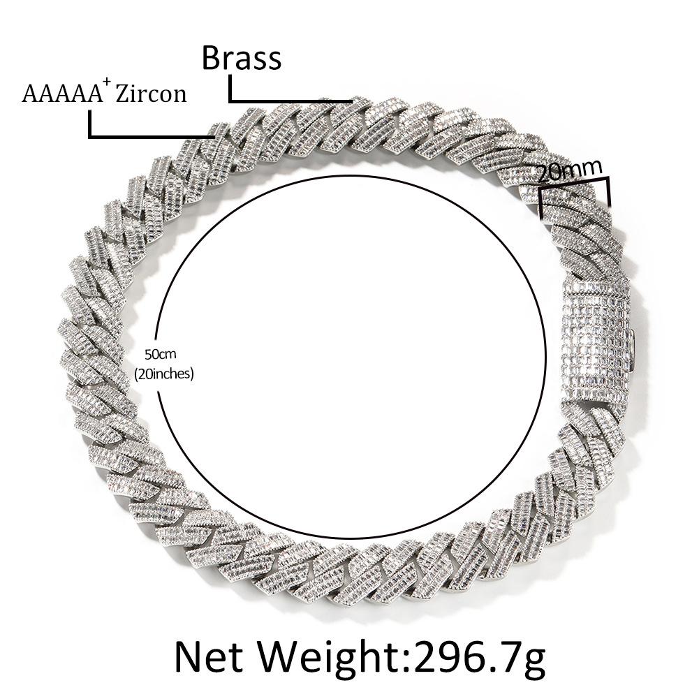 Personalized hip hop 20mm flip buckle necklace male Cuban set double row zircon fashion domineering light luxury trendy necklace