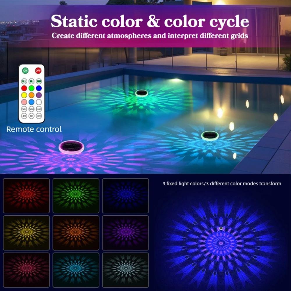 Solar Floating Pool Lights IP68 Waterproof Pood Light Remote Control 3 Dynamic Lighting Timing Mode for Pond Pool Decor Lighting