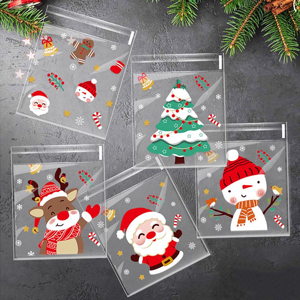 100 Pcs Variety Pack: Christmas OPP Self-Adhesive Bags for Sweets, Snacks, Cookies & Pastries