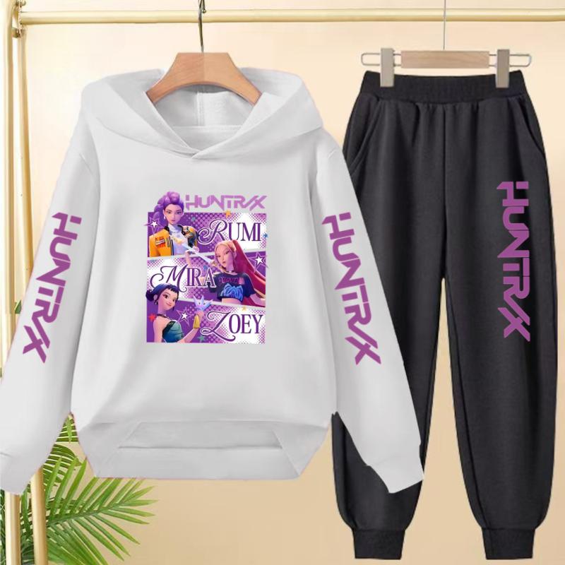 Dětský roztomilý dívčí anime Lovci démonů Chlapci Dívky Batole Sportovní top+kalhoty Dvoudílná mikinová souprava
