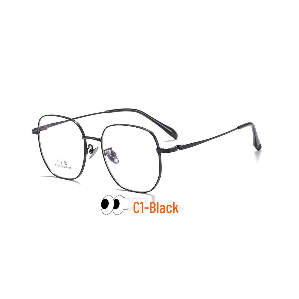 Keming Danyang Retro Eyeglass Frames: Large, Slimming, Unisex, Anti-Blue Light, Titanium, 3127