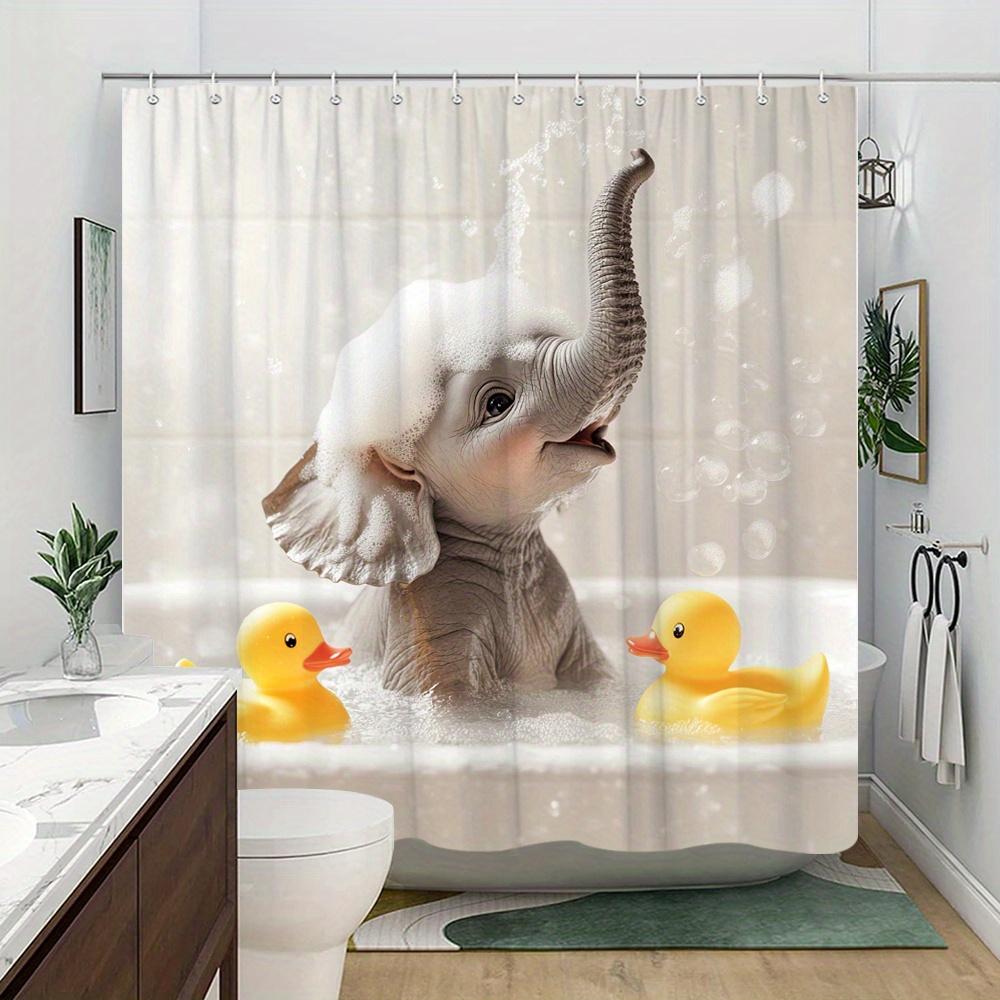 Zasłona do wanny Słonie, Bąbelki i Kaczki, Fantazyjna, Zmywalna