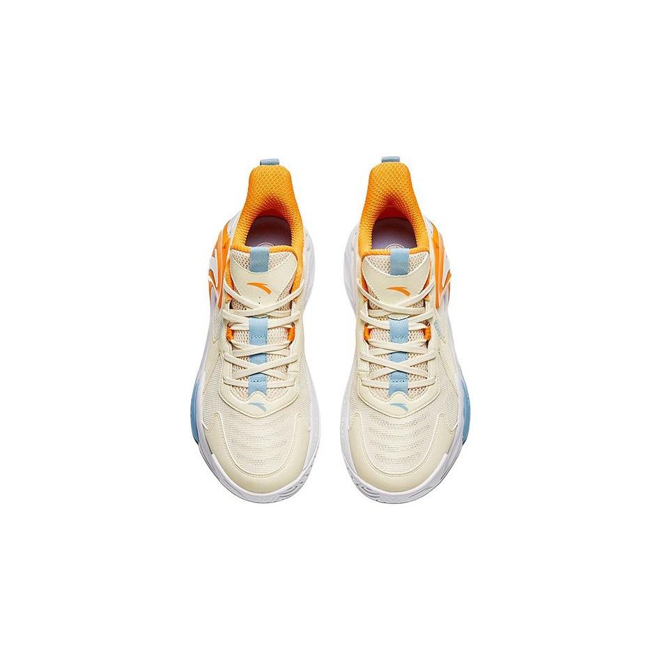 Anta Kids Air Space Comfortable Versatile Shock Absorbing Durable Low Top Basketball Shoes Kids Basketball Shoes Off-White Orange A312421106-3