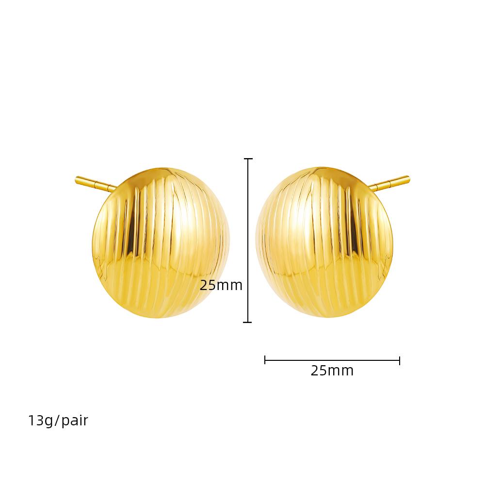 Creative Gold Plated Stainless Steel Round Geometric Earrings for Women Statement Geometric Studs Fashion Jewelry Waterproof