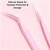 Stainless Steel Private Label Volume Eyelash Extensions Custom Pink Silver Fiber Tip Lash Tweezers