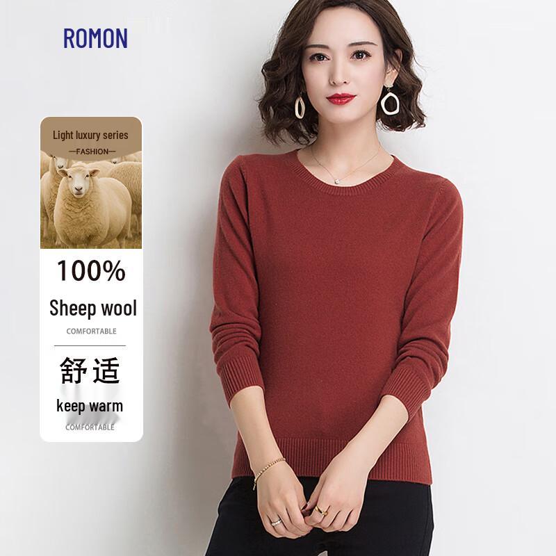 Luomeng Women's 100% Merino Wool Crew Neck Sweater