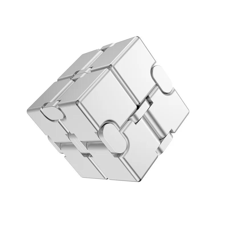 Infinite Cube Aluminum Alloy Metal Edc Stress Relief Mini Toy Portable Office Infinite Flip Cubic Fidget Relax Venting Toys