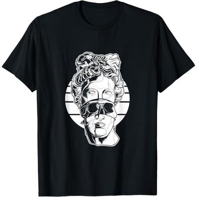 White Vaporwave Female Bust Statue Skull Greek Sculpture T-Shirt