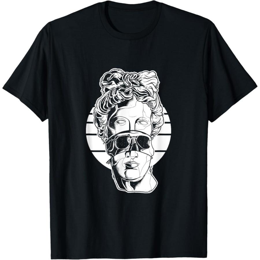 

White Vaporwave Female Bust Statue Skull Greek Sculpture T-Shirt XXXXXL чорний