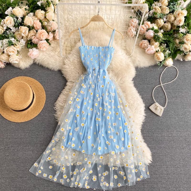 Elegant Fairy Off Shoulder Evening Party Women Sweet Flower Pachtwork Vacation Dresses Fashion Chic Mesh Slim High Street Clothing