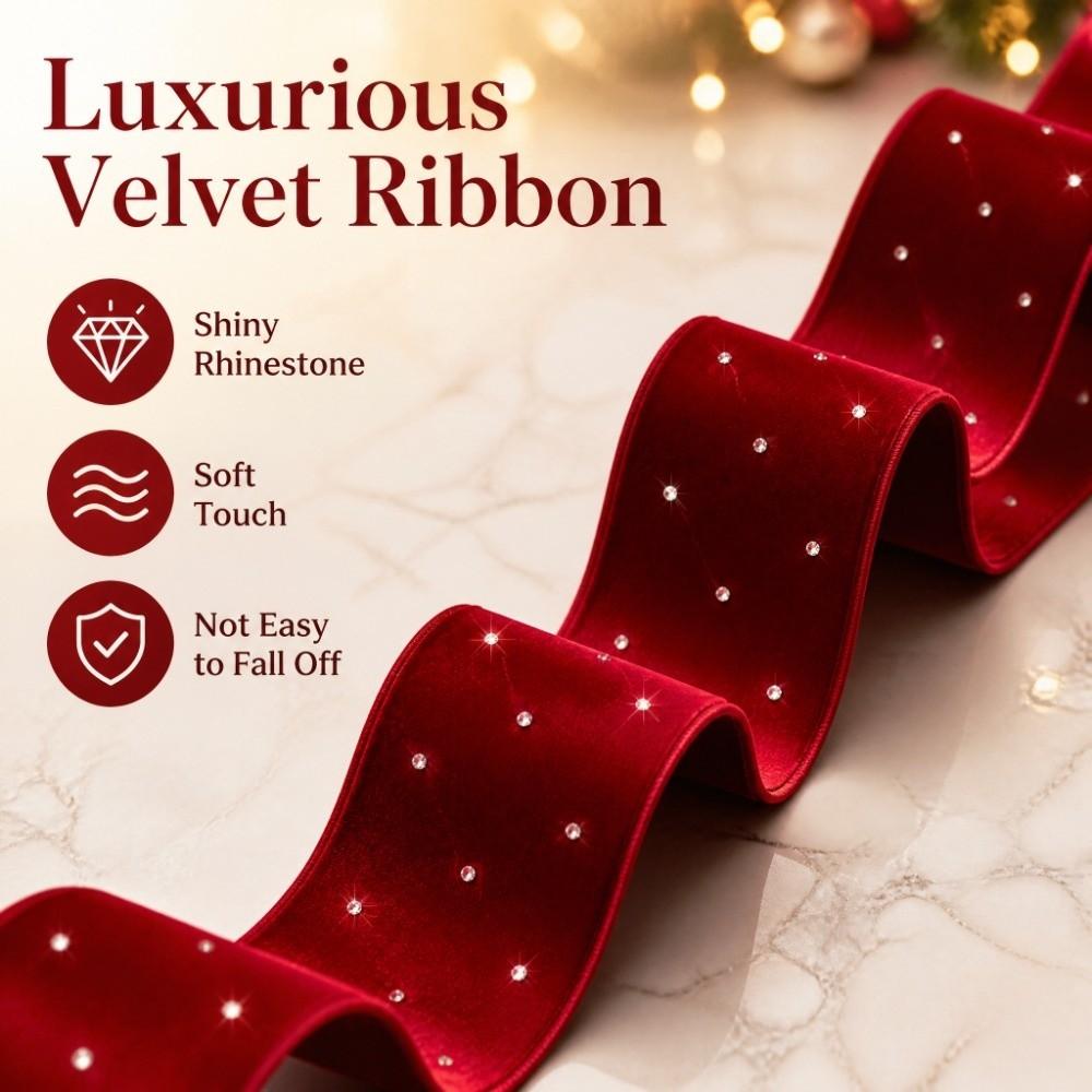 Party Ornament Flocking Flocking Ribbon Soft Sparkling Diamond Decor Webbing Glitter Design Hotfix Rhinestone Gift Wrapping