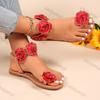 Fashion Women Flowers Roman Sandals 2025 Summer New Luxury Design Breathable Shoes Women Casual Fashion Bohemian Flats Beach Sandals