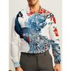 Beautiful Peacock Pattern Hawaiian Shirts For Men Funny Animal 3D Print Blouse Casual Aloha Shirts Long Sleeve Lapel Button Tops