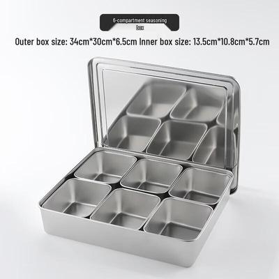 Commercial Stainless Steel Six-Grid Seasoning Box