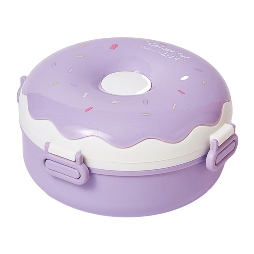 Contenitore Pranzo a Forma di Ciambella con Cucchiaio Forchetta 900ml Scatola Pranzo Bento per Viaggio e Uso Quotidiano per Adulti/Bambini/Piccoli