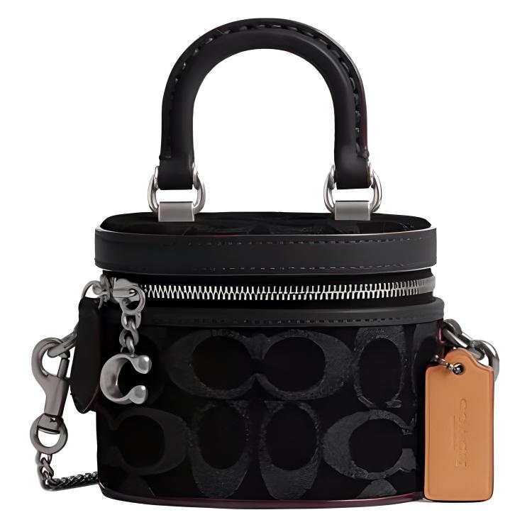 Coach Trail 12 Zipper Closure Iconic Denim Mini Shoulder Crossbody Bag Women handbags Black CT097-LHBLK