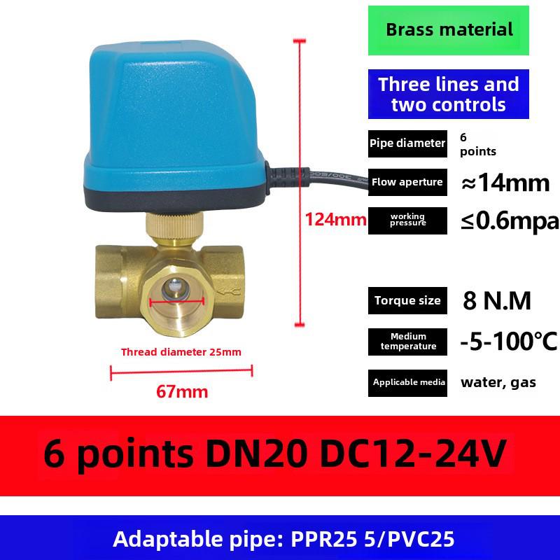 AMECO Miniatur Elektrisches Zweiwege-Kugelventil für Klimaanlagen - Erhältlich in 4 und 6 Punkten, DN15 DN20