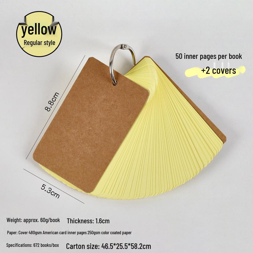 Portable English Word Cards: Hard Cardstock Pocket Ring-Bound Notebook.