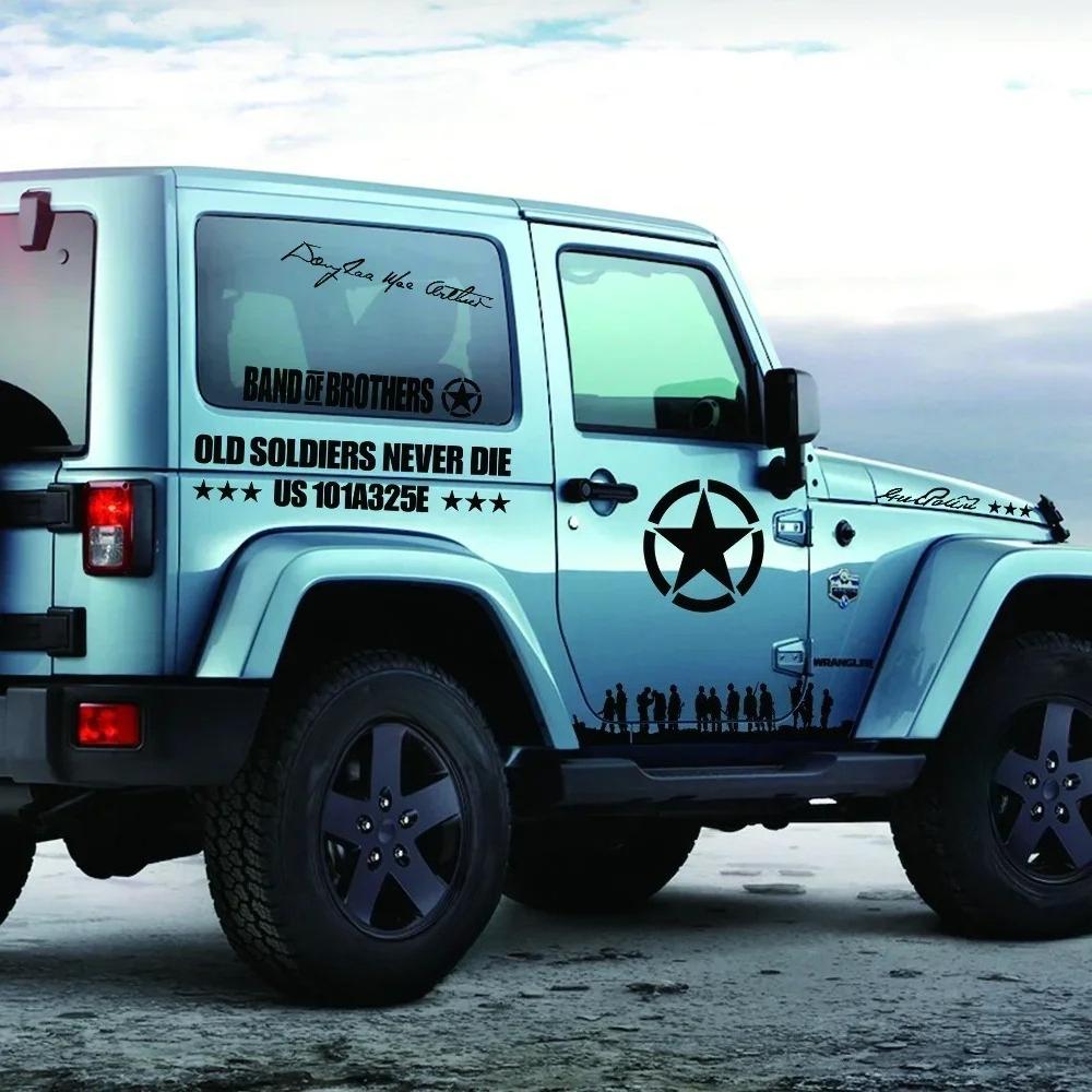 12 Stück Auto Tür Vinyl Aufkleber für Jeep Wrangler JK TJ Jl YJ Auto Pentagramm Soldaten Karosserie Dekoration Vinyl Decals Zubehör