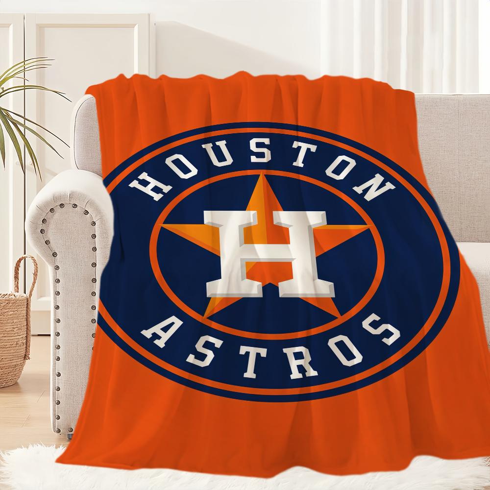 Sport Team Baseball Blanket Plush Nap Sofa Rug A-Astros-ES for Living Room Warm Office Bedroom Birthday Home Travel Kid Gifts