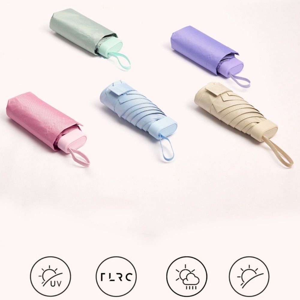 Anti UV Mini Compact Pocket Umbrella Windproof Sun Shade Parasol Five-Folding Parasol  Outdoor