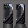 Gradient Black and -Textured Curved Pattern Tempered Glass Phone Case for iPhone 16 16 Plus 16 Pro 16 Pro Max 15 15 Plus 15 Pro