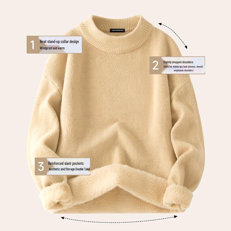 Mark Fairwhale Men's Half-Turtleneck Fleece Lined Sweater
