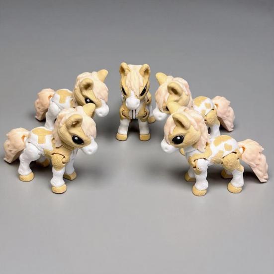 3D Printed Horse Figurine Movable Joints Pony Statue Stress Relief Fidget Toy Animal Model Desktop Decoration Ornament