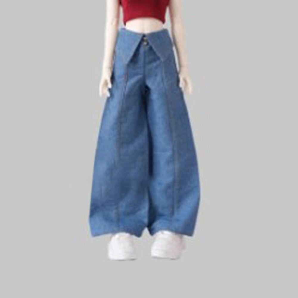 Fashion Doll T-shirt Vest Mini Doll Clothes High Quality Wide Leg Pants for 1/4 BJD 45cm Doll