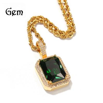 Colorful Retro Rhinestone Pendant Necklace - Trendy Hip Hop Style