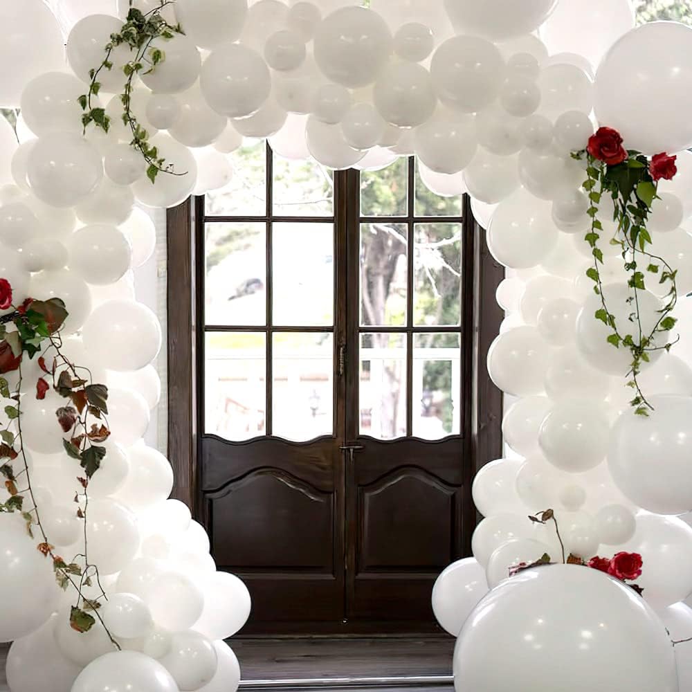 144PCS White Latex Balloon Set Suitable for Birthday Parties, Weddings, Valentine's Day Party Decorations