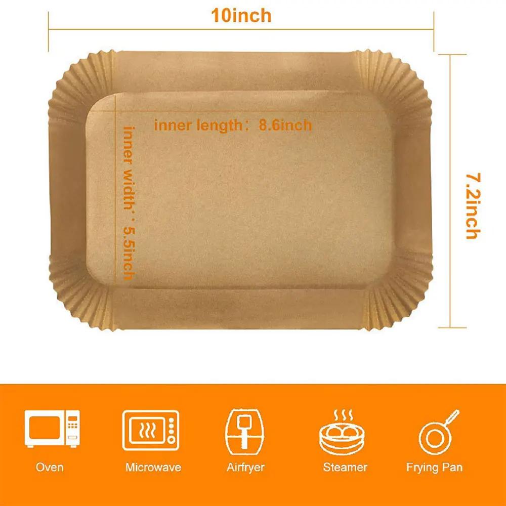 Large Rectangle Air Fryer Disposable Paper Liner Nonstick Airfryer Parchment Special Baking Paper for 2-10QT Cooking Basket