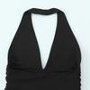 2025 Spring/Summer Women's Slim Solid Color Halter Neck High Waist Mini Dress