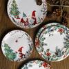 1PC Christmas Dinner Plate Ceramic Underglaze Color Plate Round Household Dim Sum Decorative Plate