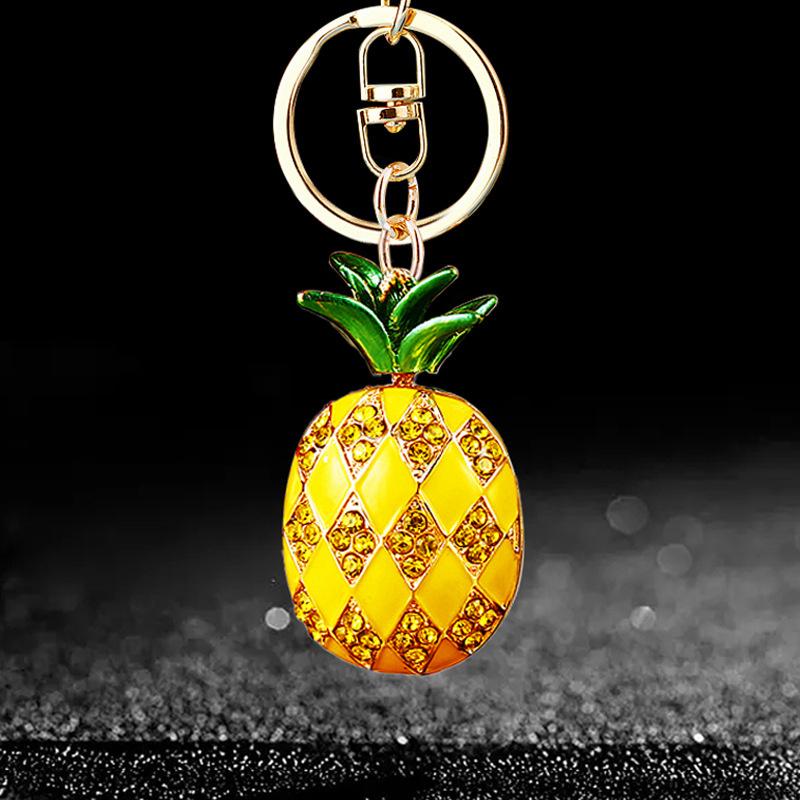 Pineapple Pendant Sparkling Rhinestones Inlaid Three-Dimensional Fruit Design Lightweight Car Bag Accessory Bag Charm