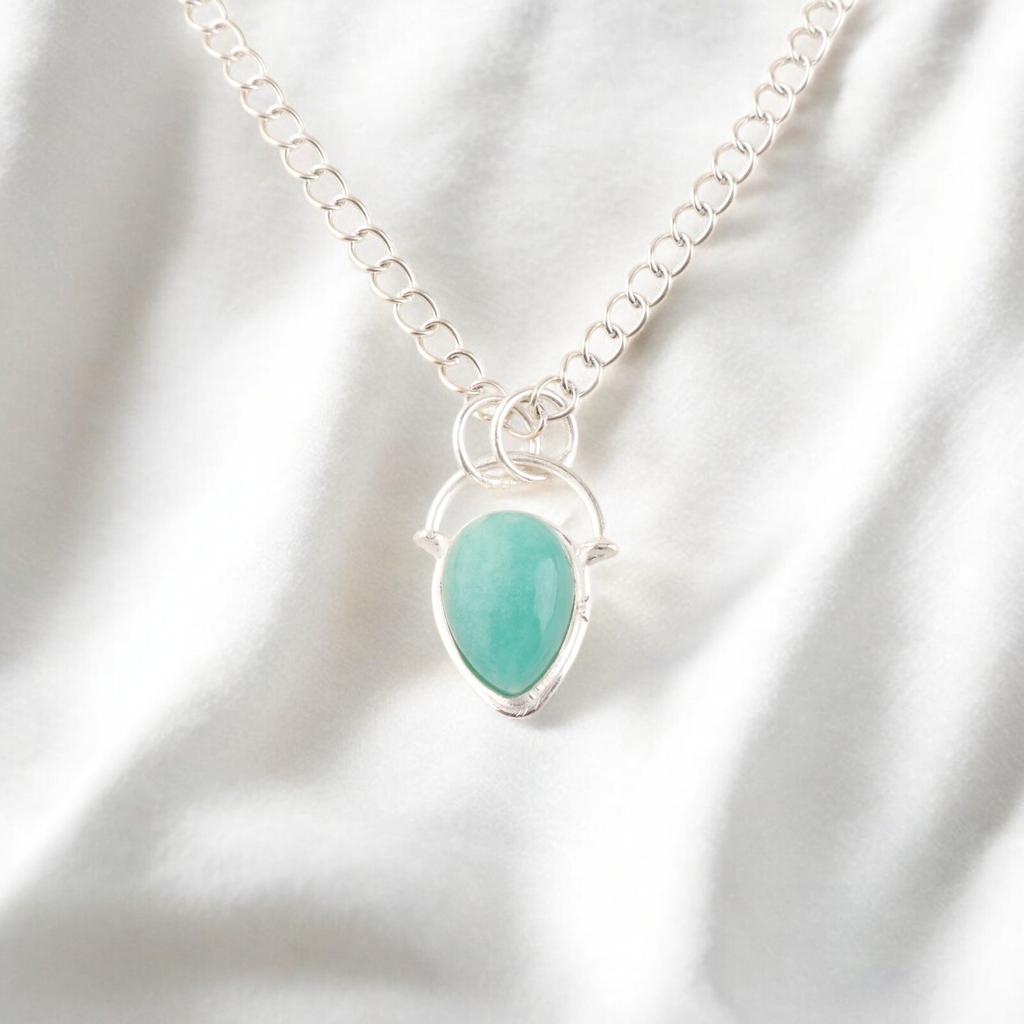 Amazonite Gemstone 925 Sterling Silver Jewelry Handmade Pendant Gift For Love PP-56-27