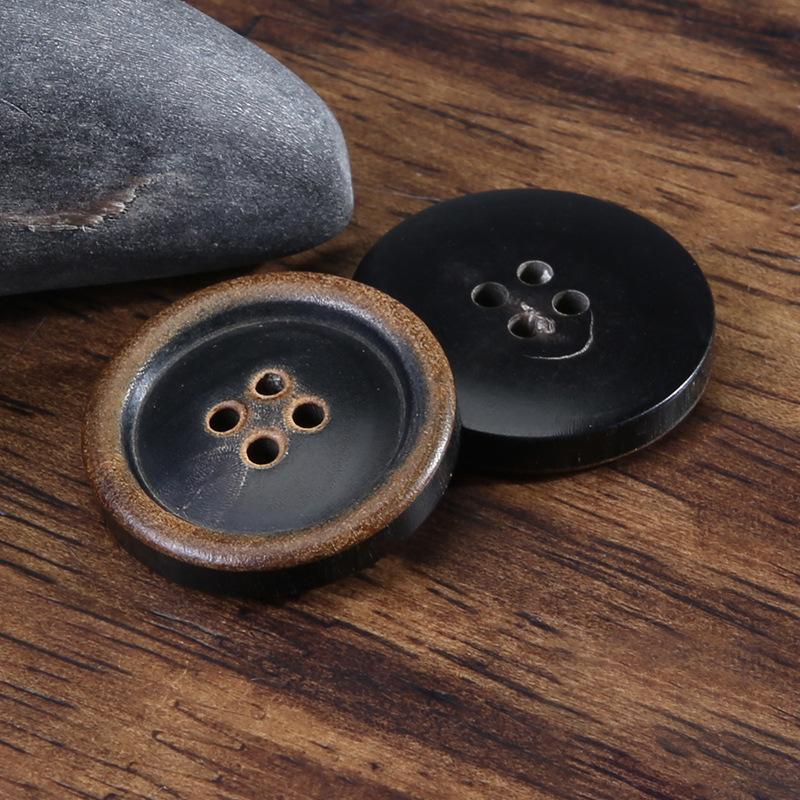 

Button Horn Women S Clothes Jacket Woolen Coat High-End Buttons Versatile Round Men S Suit Top Buttons 1 #Black * 24L = 15.0 MM * Round