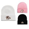 European and American Bear Animation Embroidery Knitted Hat Thickened Pure Acrylic Knitted Hat Embroidery Wool Hat Thermal Pullover Hat