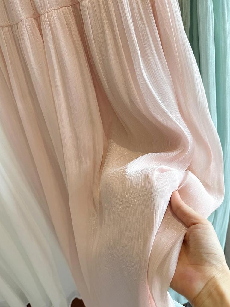 Chic Silk Luster Yarn Spliced Long Skirt