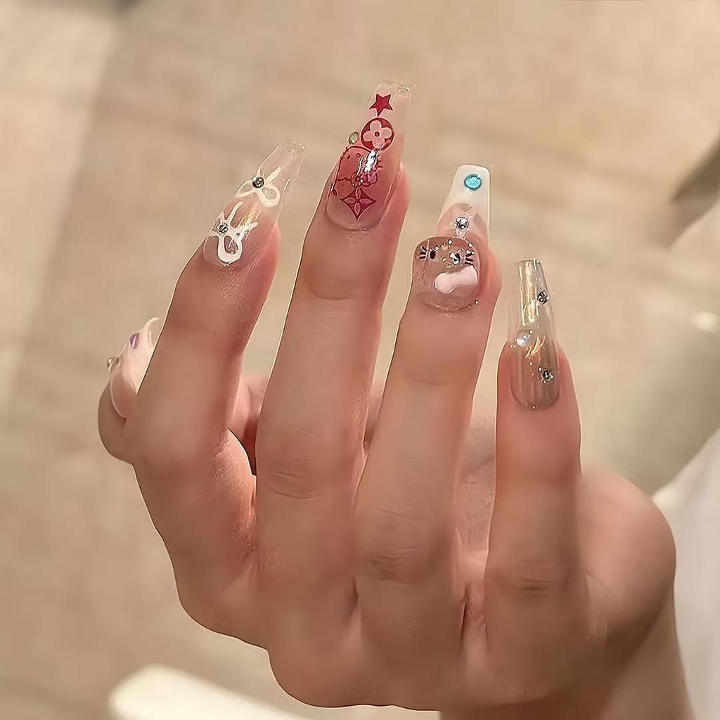 Neue Rouge French Cat Eye Perlmutt Schmetterling Halbhandgemacht Abnehmbare Nägel - Zhuang Zhous Schmetterlingstraum Edition