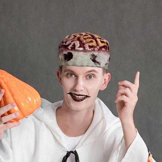 Zombie Brain Cap Creepy Latex Headpiece Realistic Brain Hat Halloween Costume Headwear for Cosplay Horror Themed Parties